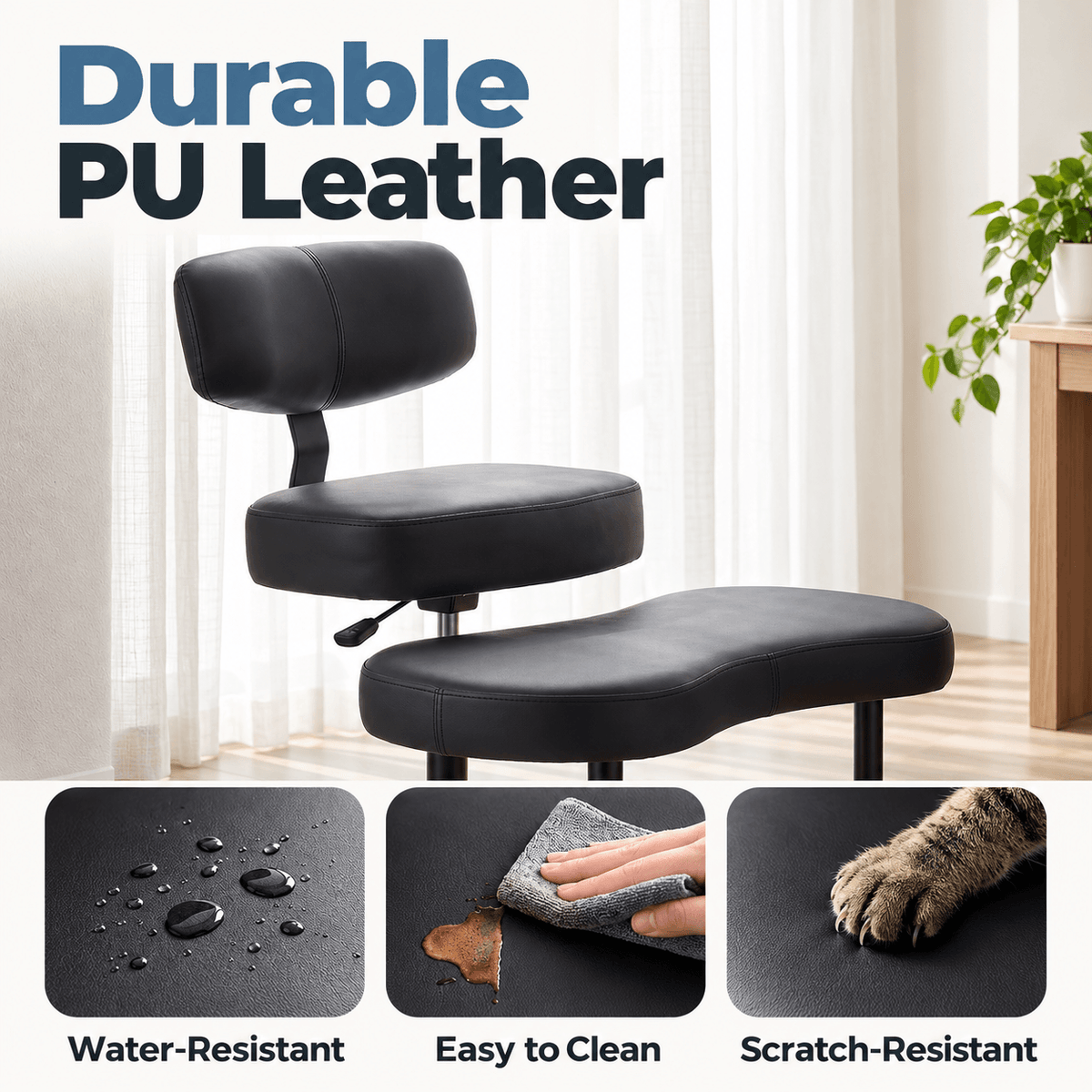Adjustable Cross-Legged Office Chair with 360° Swivel Footrest