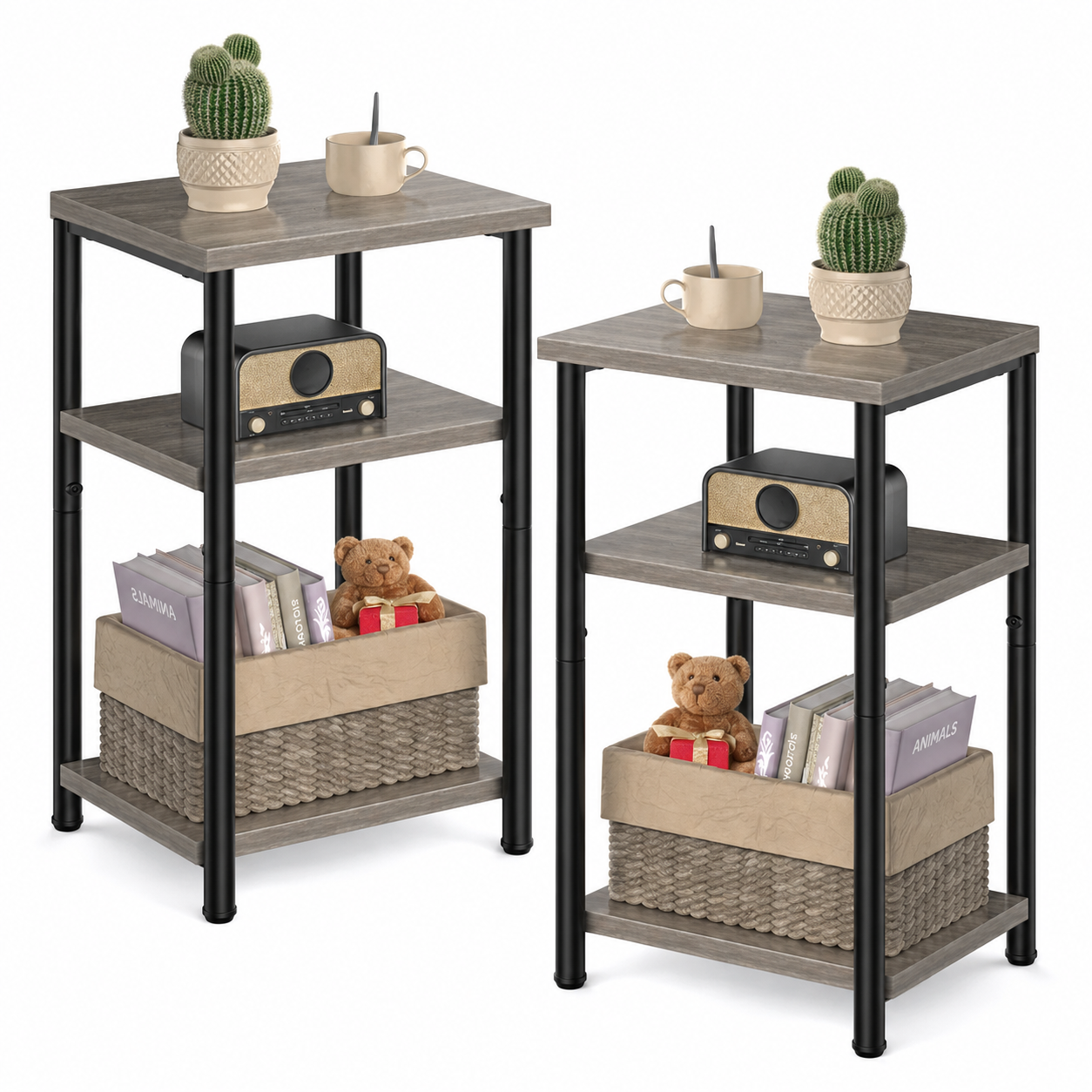 3-Tier Side Table with Storage Shelves – Small End Table for Bedroom, Living Room & Office