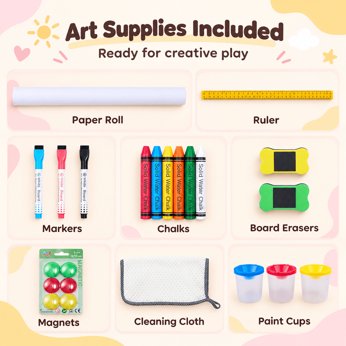 Adjustable Kids Art Easel with Double-Sided Board