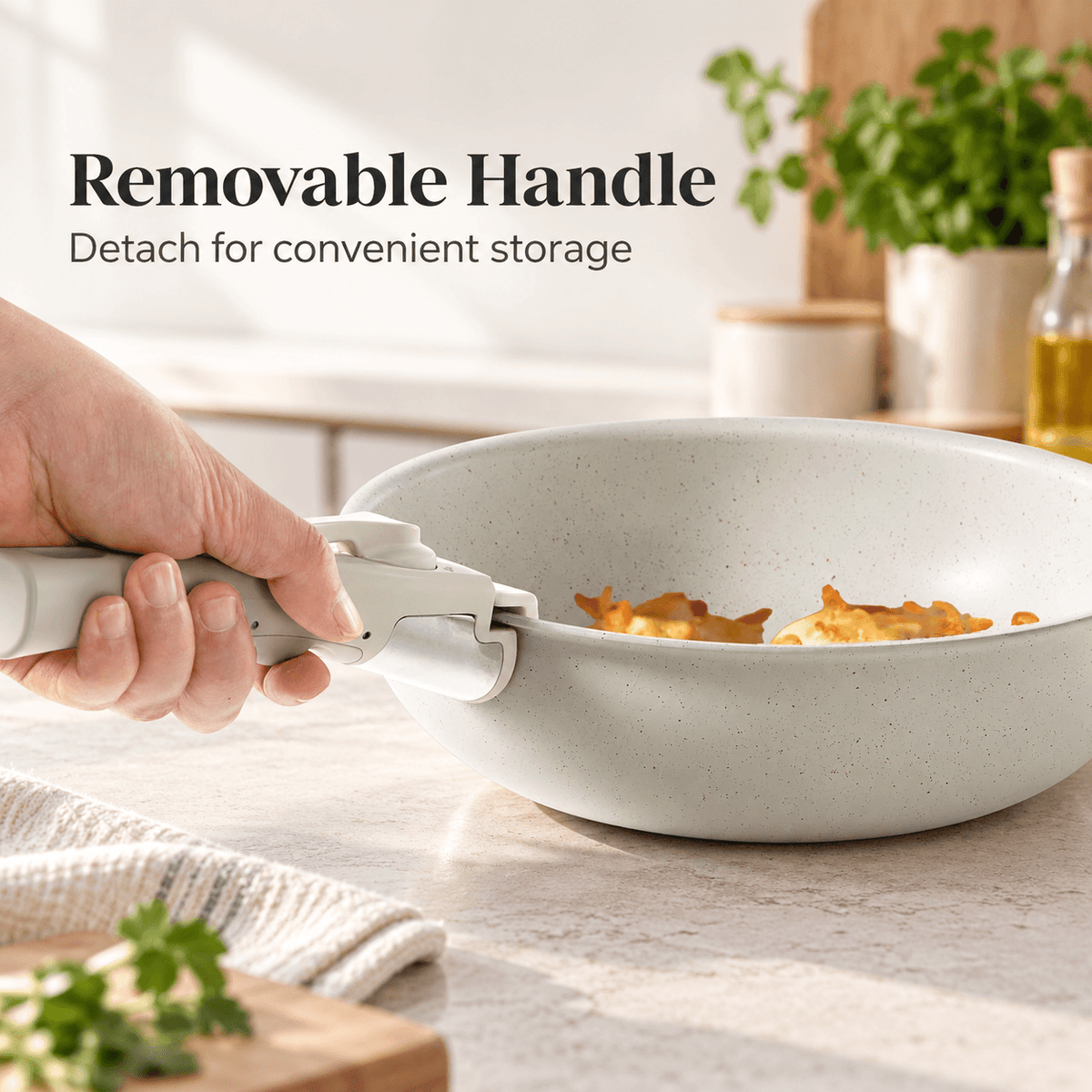 12-Piece Nonstick Cookware Set with Detachable Handles
