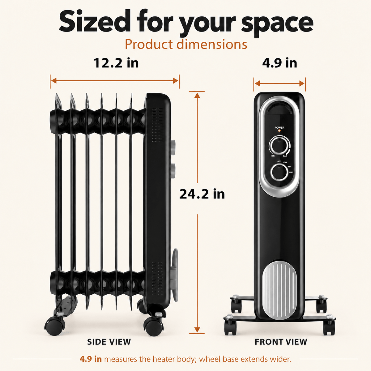1500W Portable Space Heater with Adjustable Thermostat