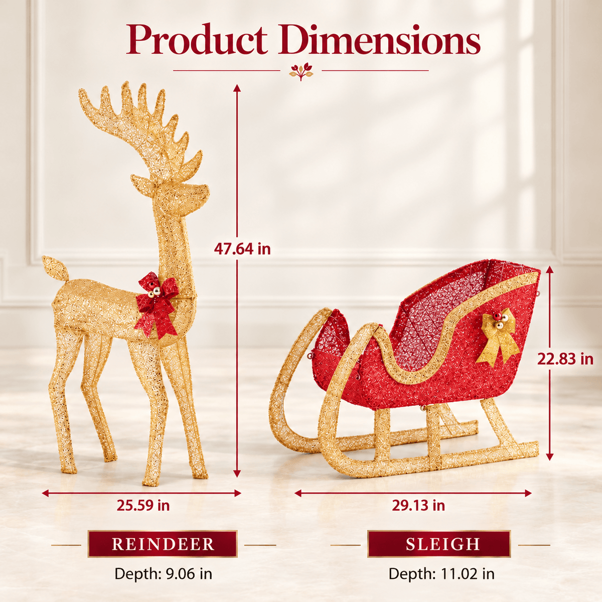 Glowing Christmas Reindeer & Sleigh Decor with 180 LED Lights – Indoor & Outdoor Holiday Display