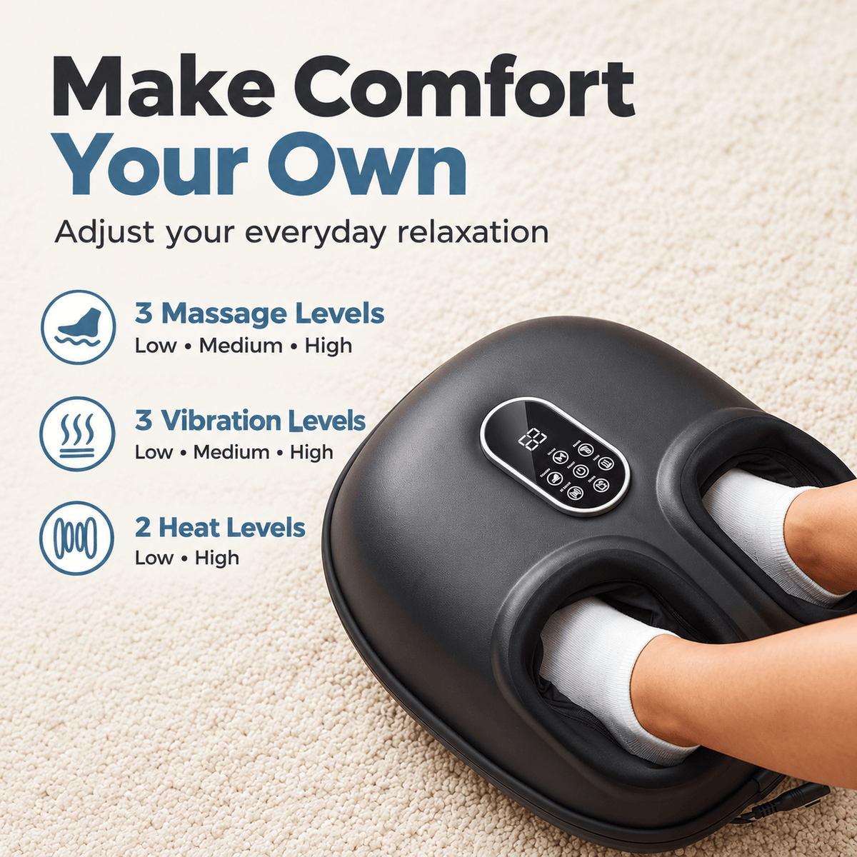 Full Foot Shiatsu Massager with Heat, Air Compression & Vibration