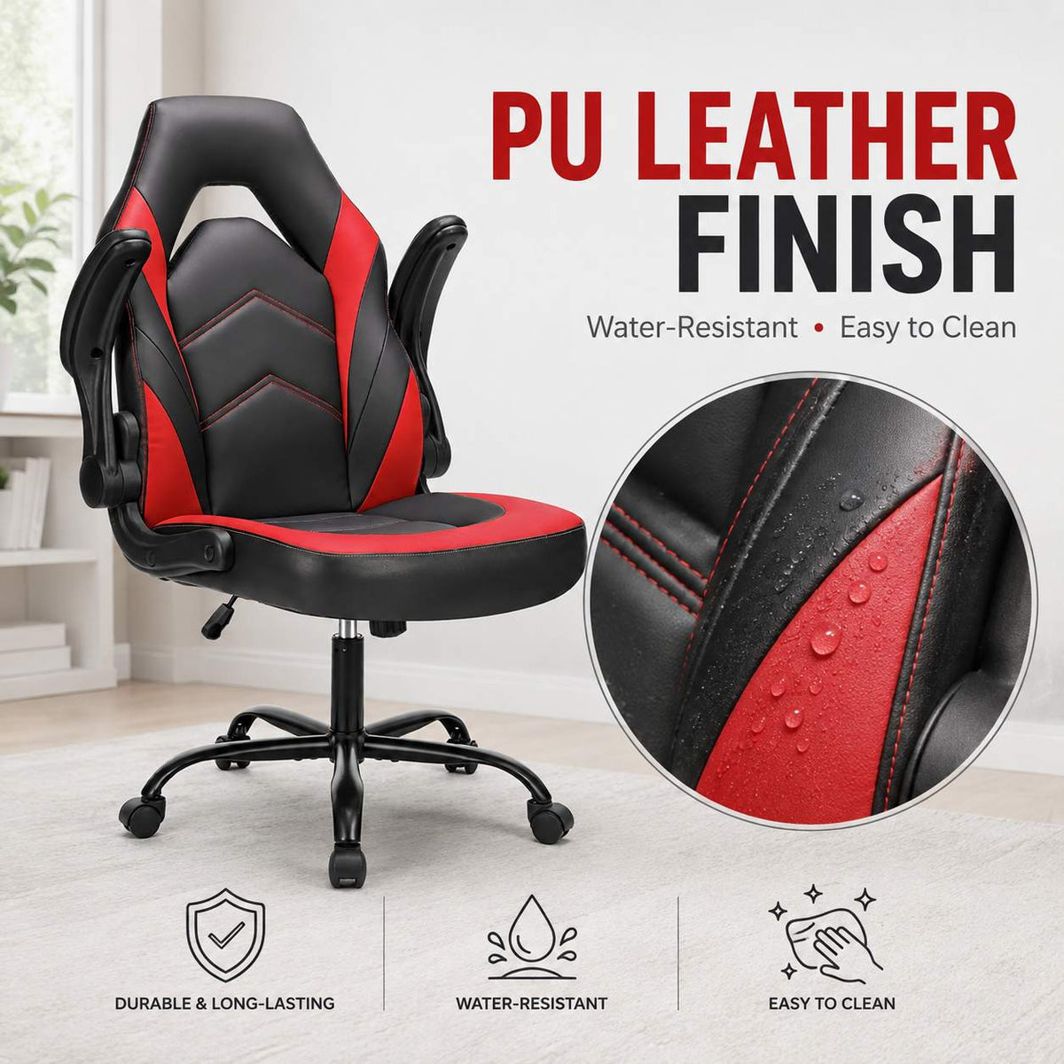 Leather Gaming Chair Height Adjustable