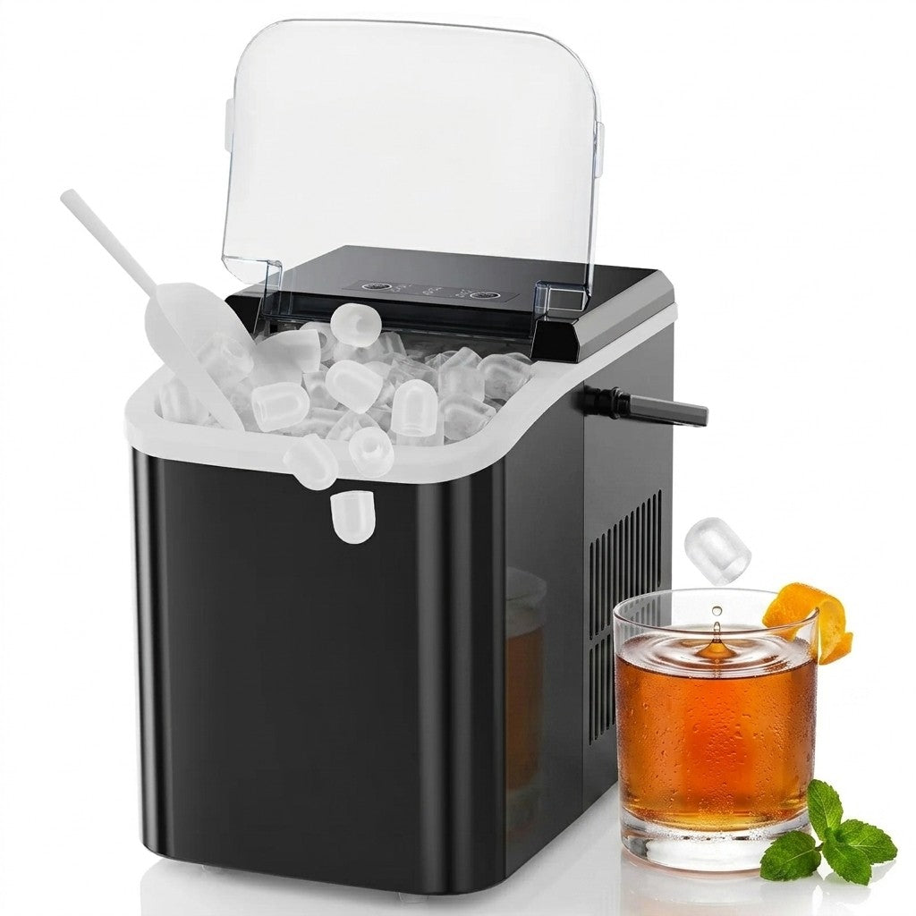 Portable Countertop Ice Maker – 9 Ice Cubes in 6–8 Min, Includes Basket & Scoop
