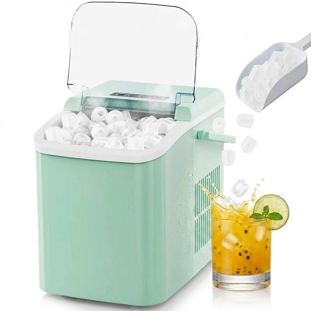 Portable Countertop Ice Maker – 9 Ice Cubes in 6–8 Min, Includes Basket & Scoop
