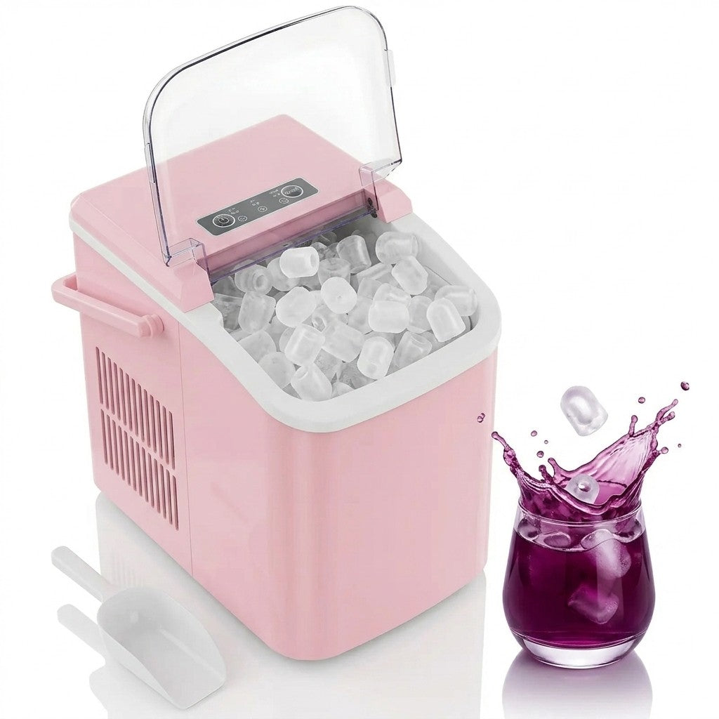 Portable Countertop Ice Maker – 9 Ice Cubes in 6–8 Min, Includes Basket & Scoop