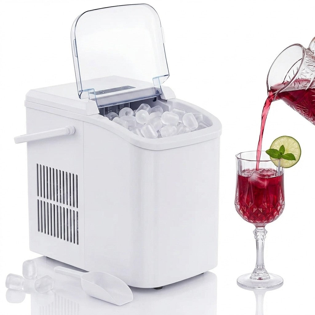 Portable Countertop Ice Maker – 9 Ice Cubes in 6–8 Min, Includes Basket & Scoop