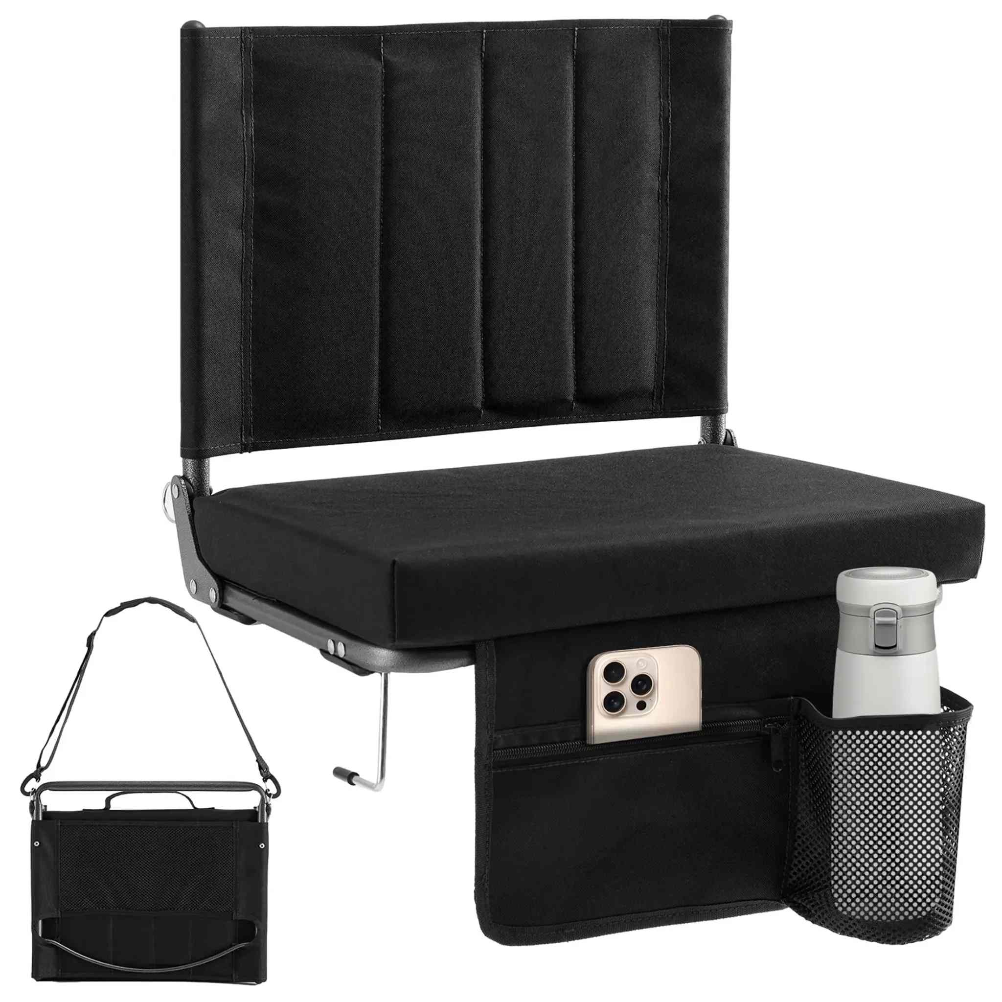 Stadium Seat with Back Support, Foldable Cushioned Portable Bleacher Chair for Sports Outdoor Events