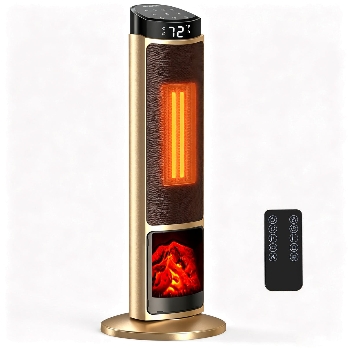 Space Heater for Indoor Use, 23"/24" Portable Electric Heater with 7-Color Light