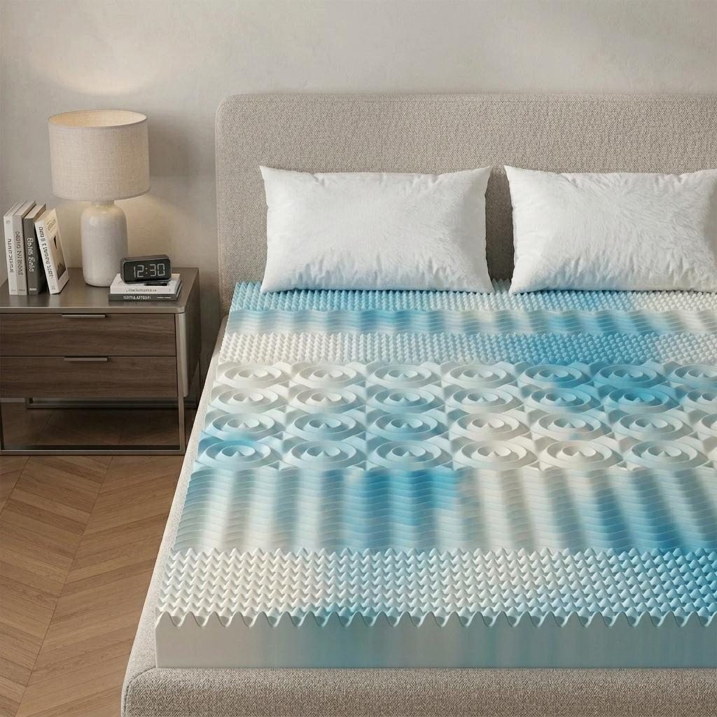 5-Zone Memory Foam Mattress Topper with Cooling Gel & Ventilated Design