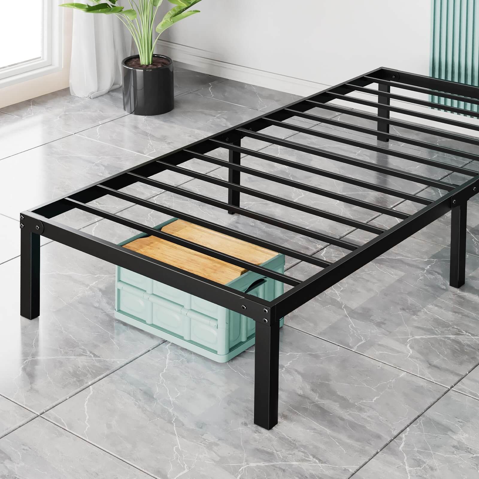 Heavy Duty Steel Bed Frame with Storage