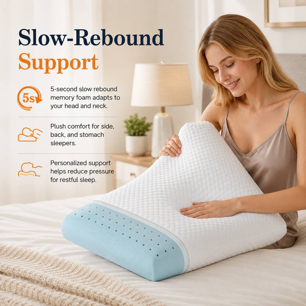 Gel-Infused Memory Foam Cooling Pillow – Pressure Relief & Temperature Regulation for Better Sleep
