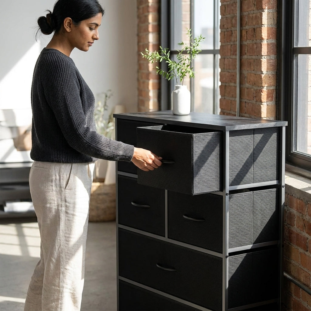 Metal Frame Fabric Storage Dresser