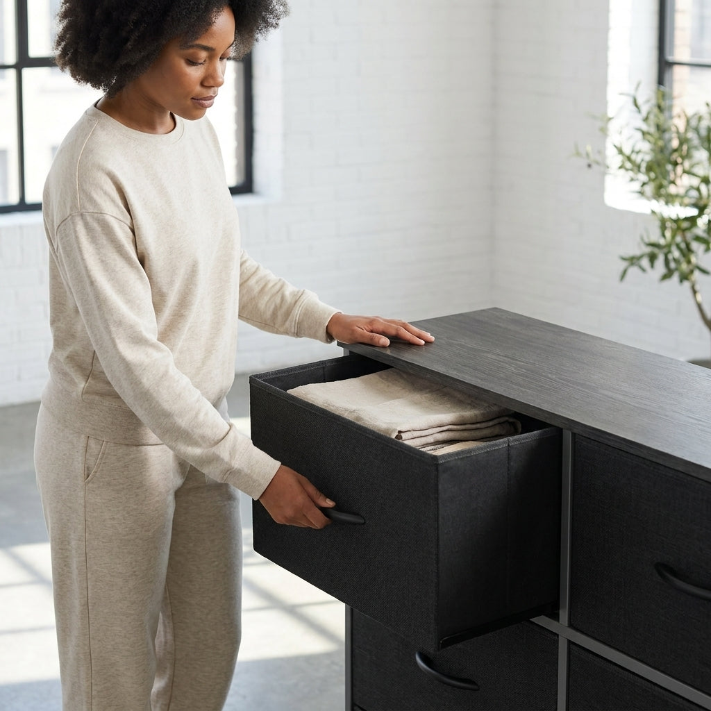 Metal Frame Fabric Storage Dresser