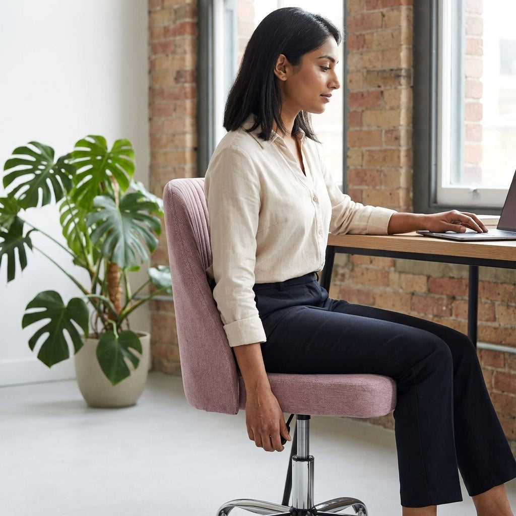 Armless Fabric Rolling Office Chair