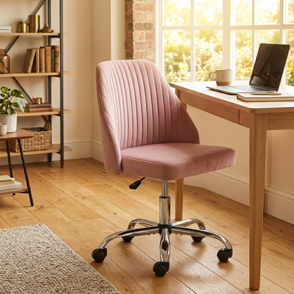 Armless Fabric Rolling Office Chair