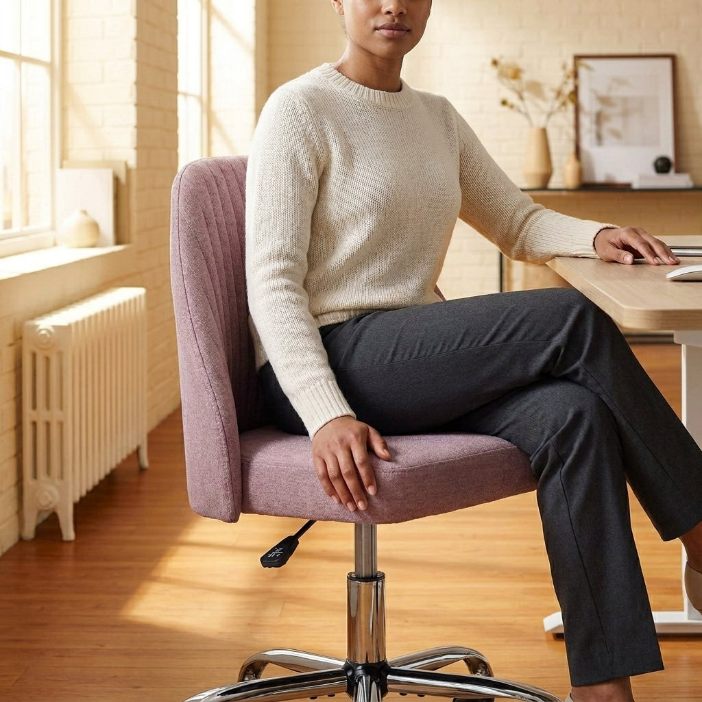 Armless Fabric Rolling Office Chair