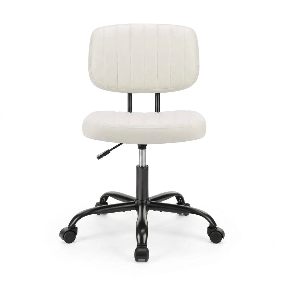 Armless Swivel PU Leather Office Chair