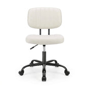 Armless Swivel PU Leather Office Chair