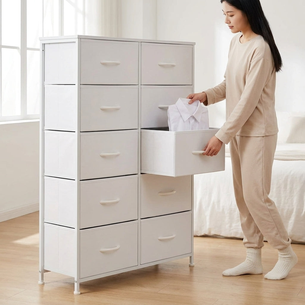 10 Drawer Tall Fabric Dresser