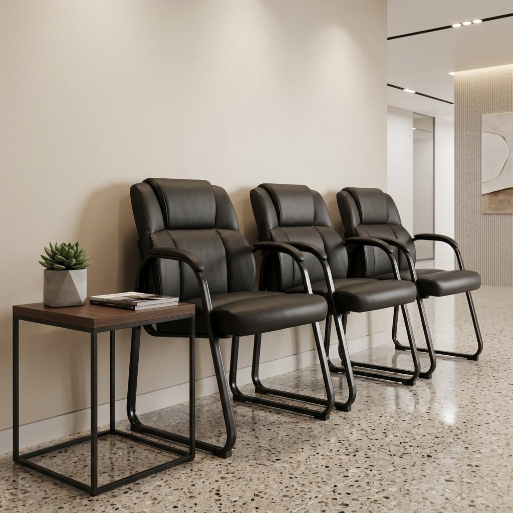 Black PU Leather Guest Chair