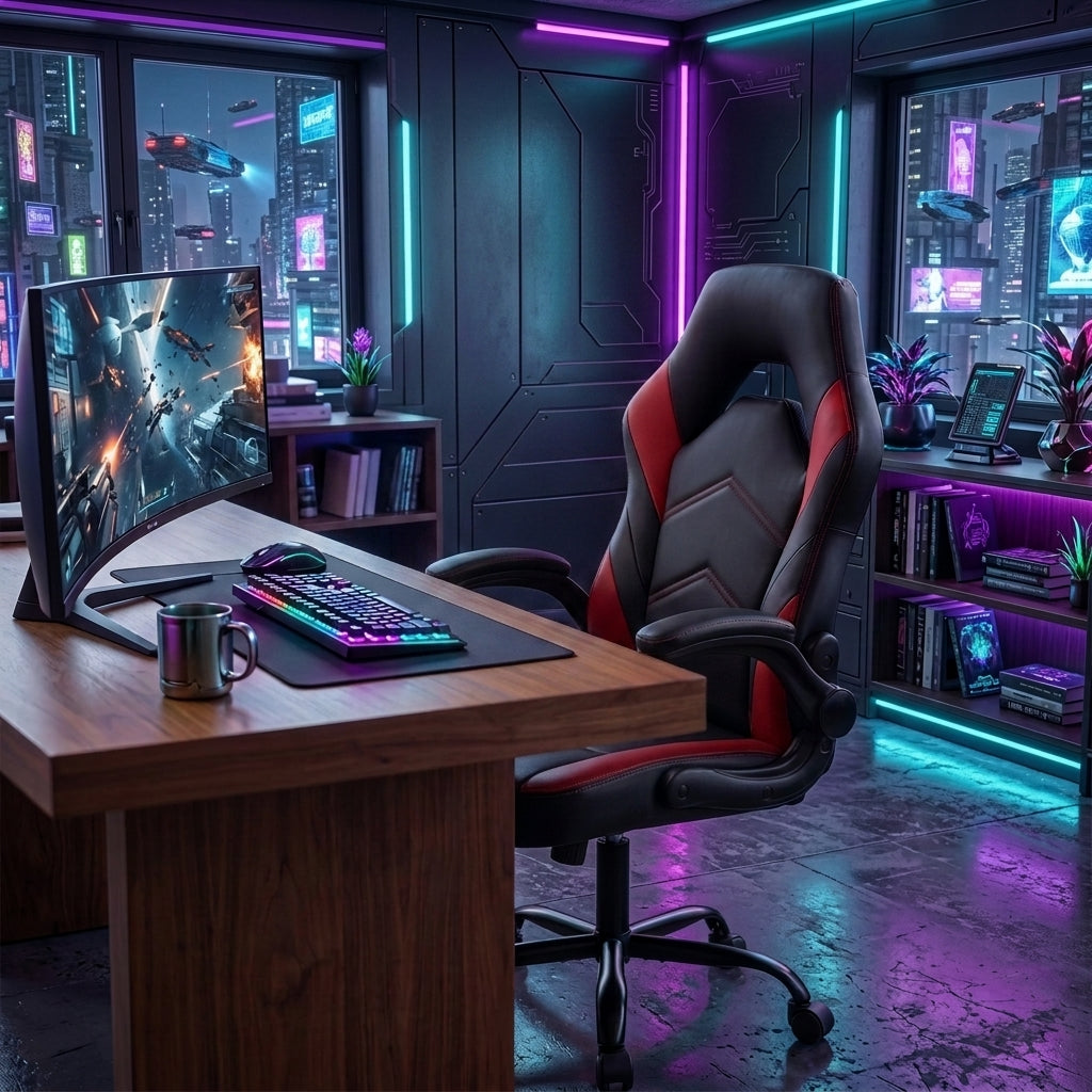 Leather Gaming Chair Height Adjustable