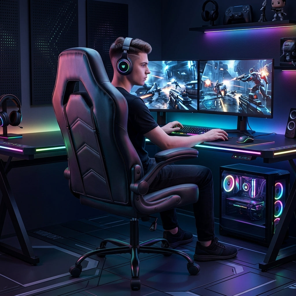 Leather Gaming Chair Height Adjustable