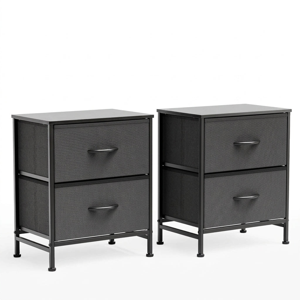 2-Piece Fabric Drawer Nightstand Set
