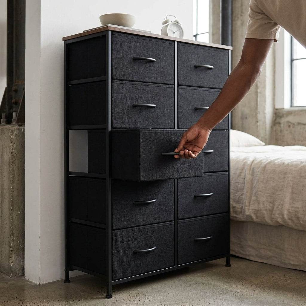 10 Drawer Tall Fabric Dresser