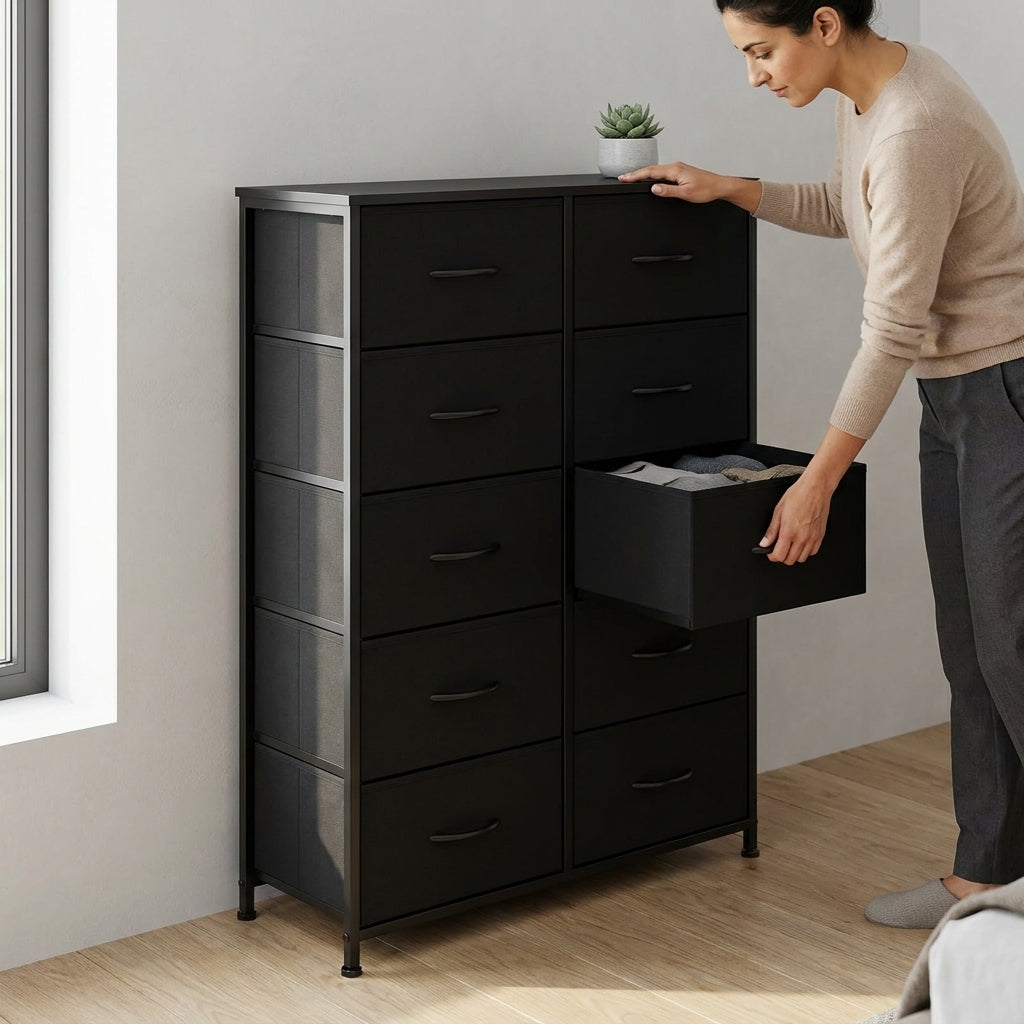 10 Drawer Tall Fabric Dresser