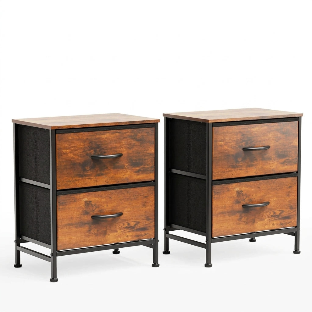 2-Piece Fabric Drawer Nightstand Set