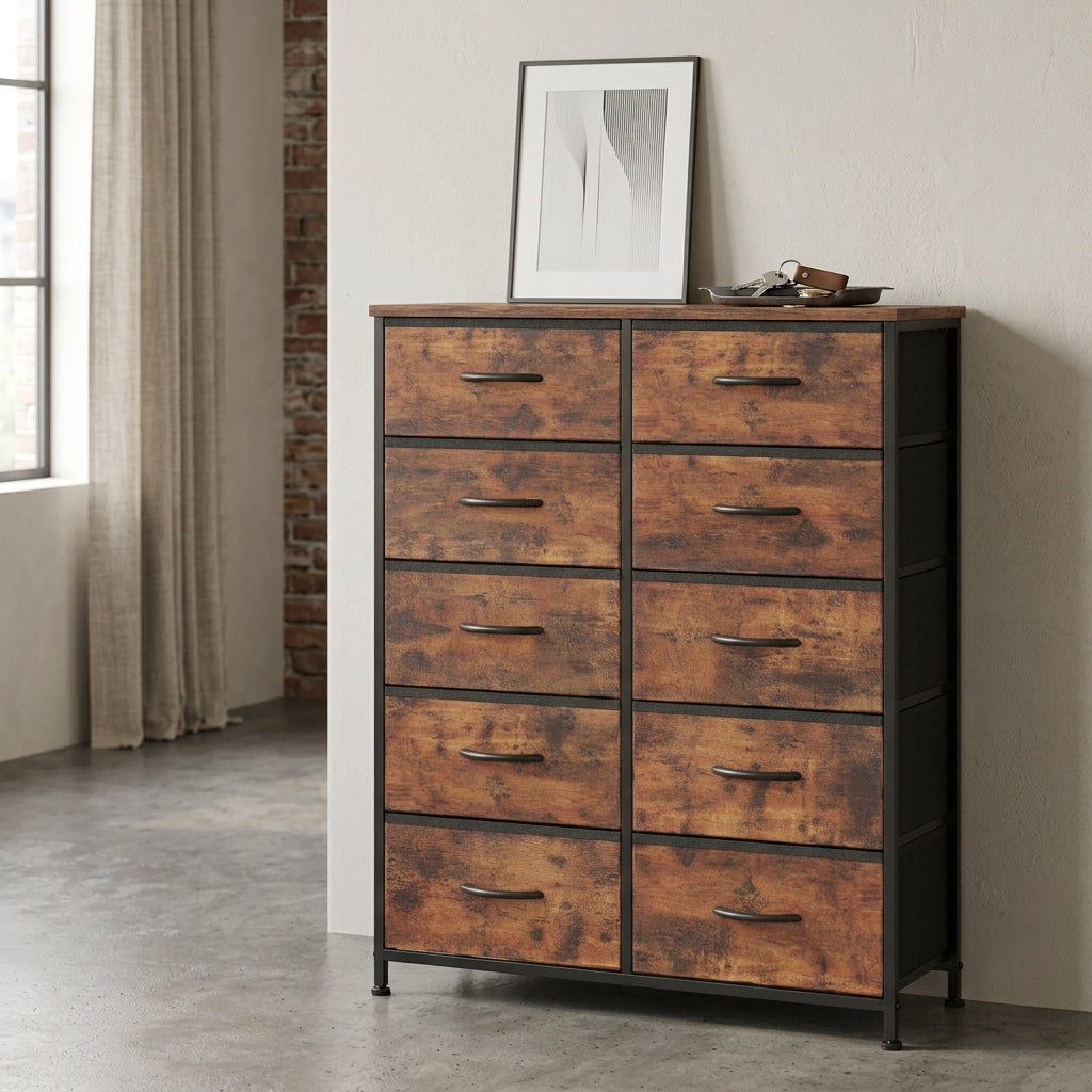 10 Drawer Tall Fabric Dresser