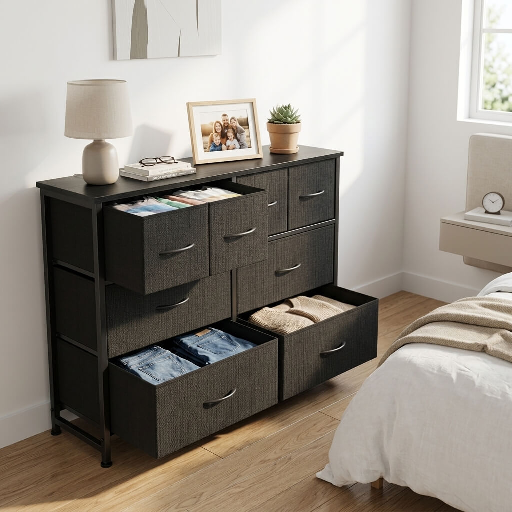 Warebay 8-Drawer Fabric Storage Organizer with Wooden Top
