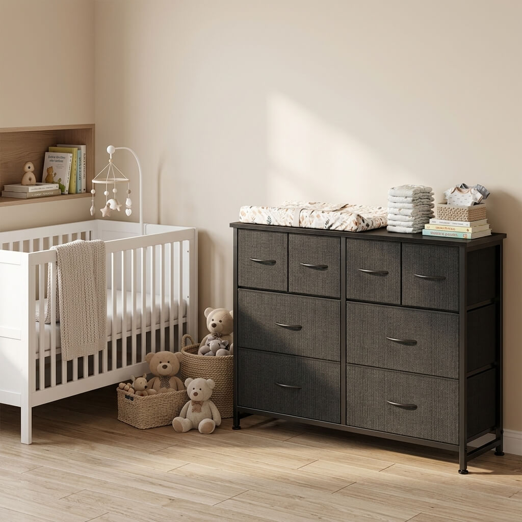 Warebay 8-Drawer Fabric Storage Organizer with Wooden Top