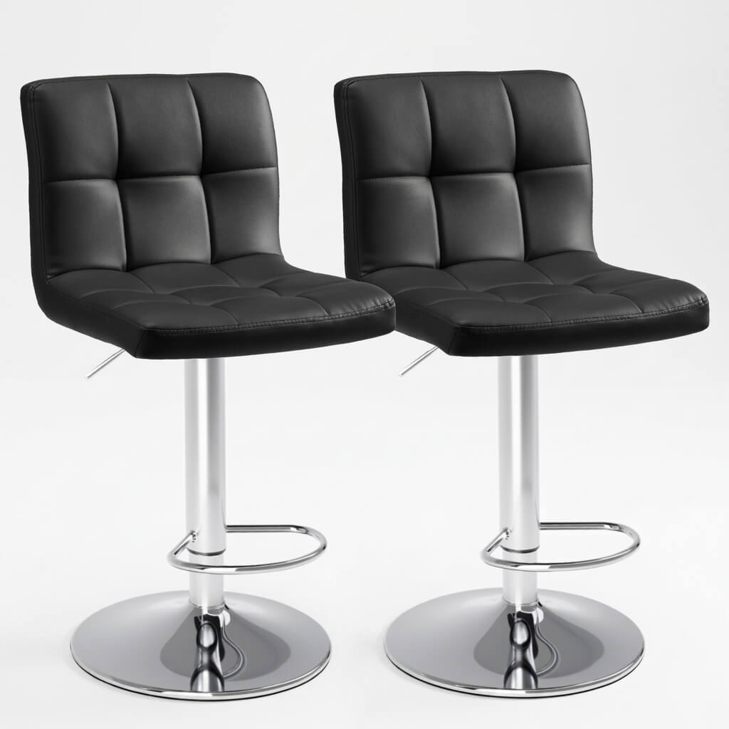 Warebay 2-Pack Adjustable Swivel Bar Stools with PU Leather Upholstered Seat