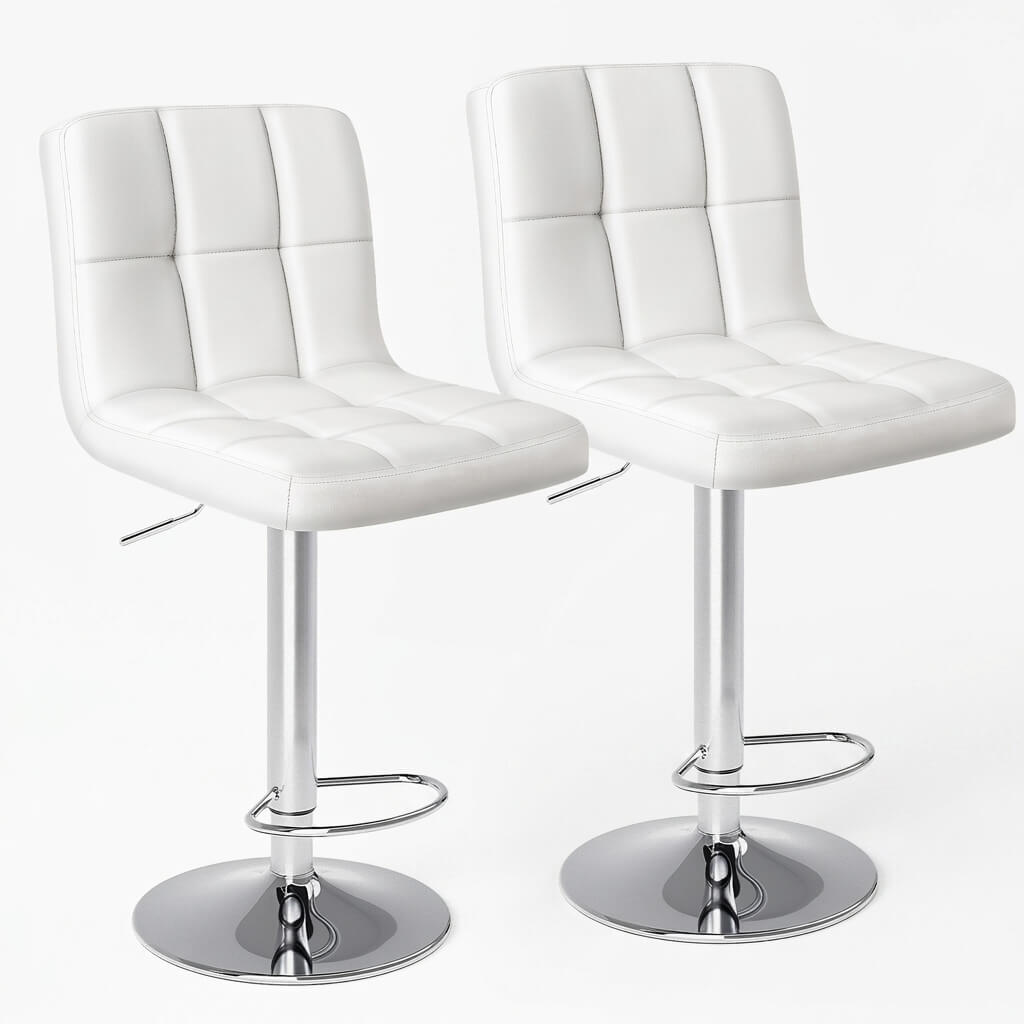 Warebay 2-Pack Adjustable Swivel Bar Stools with PU Leather Upholstered Seat