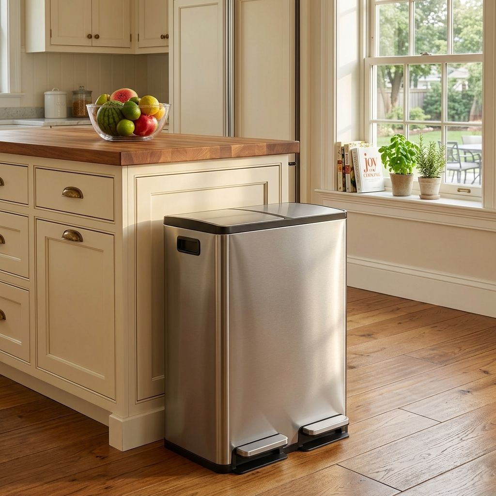 16-Gallon Stainless Steel Pedal Trash Can – Hands-Free Lid, Slim Design for Kitchen & Office